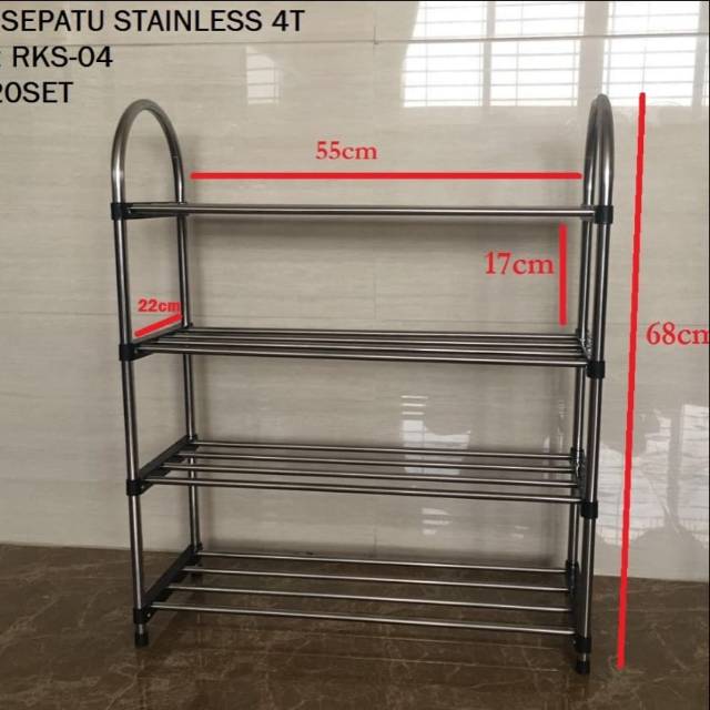 Rak Sepatu Susun 4 Stainless