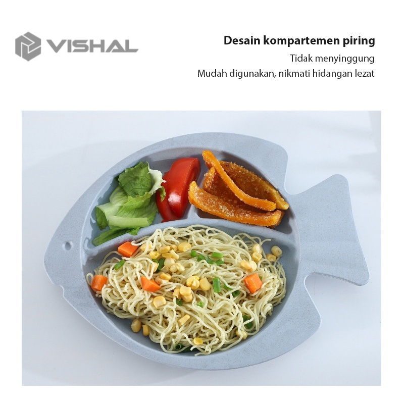 VISHAL 7 PCS Mangkok Makan Anak 2 Carakter Ikan Lucu /Mangkuk Ikan BPA Free Piring