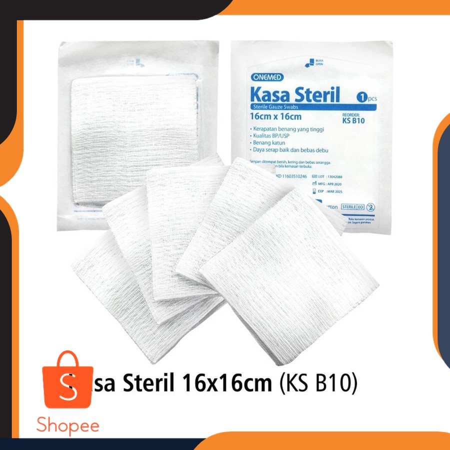 COD - KASA STERIL ONEMED STERILE 16 CM X 16 CM 1 BOX 10 POUCH