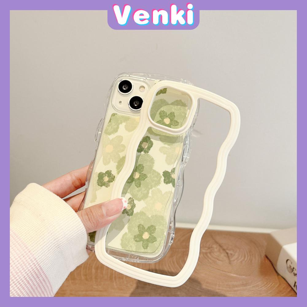 iPhone Case Candy Color Wave 2-in-1 Silicone Soft Case Airbag Shockproof Protection Camera Green Flowers Compatible For iPhone 11 Pro Max 13 Pro Max 12 Pro Max 7Plus xr XS Max