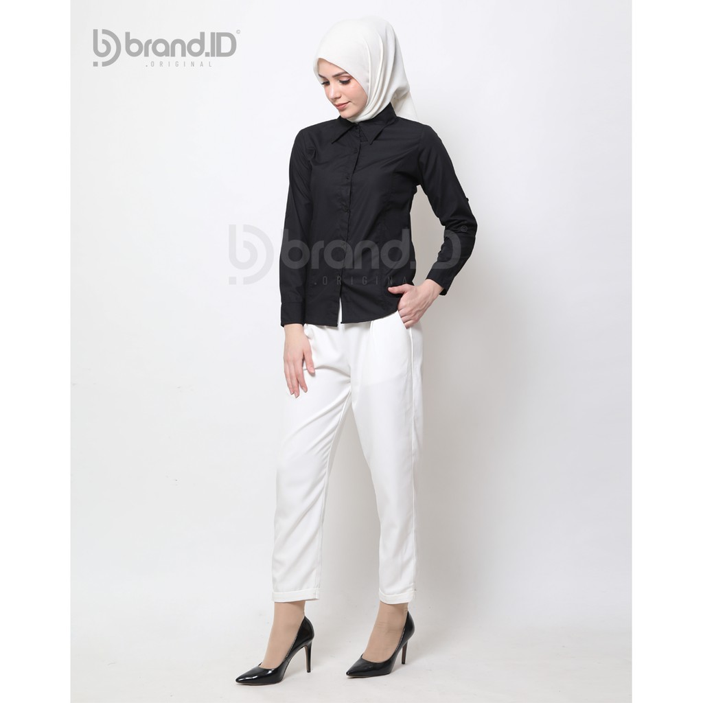 Kemeja Polos Wanita Baju Kantor Lengan Panjang Cewek Formal Atasan Casual Bahan Katun Premium