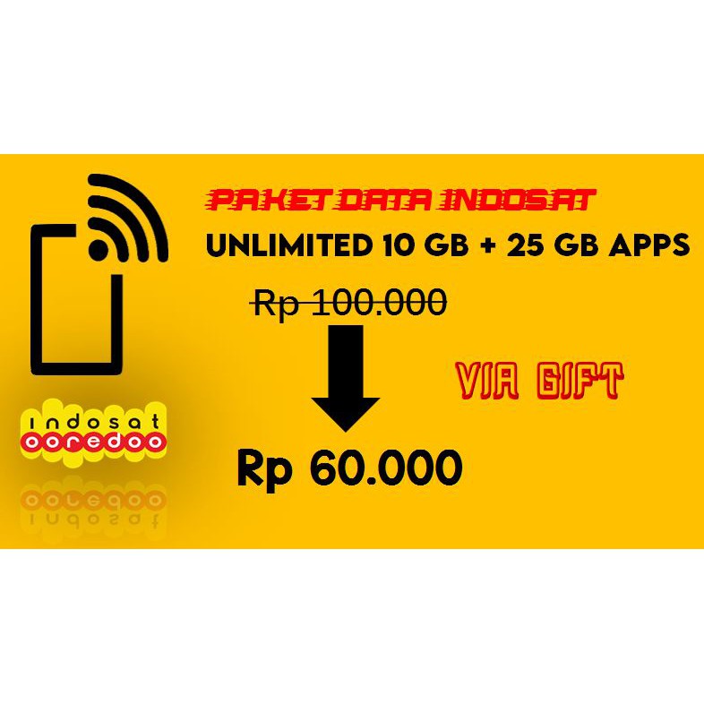 PAKET DATA INDOSAT UNLIMITED 10 GB+25GB APPS