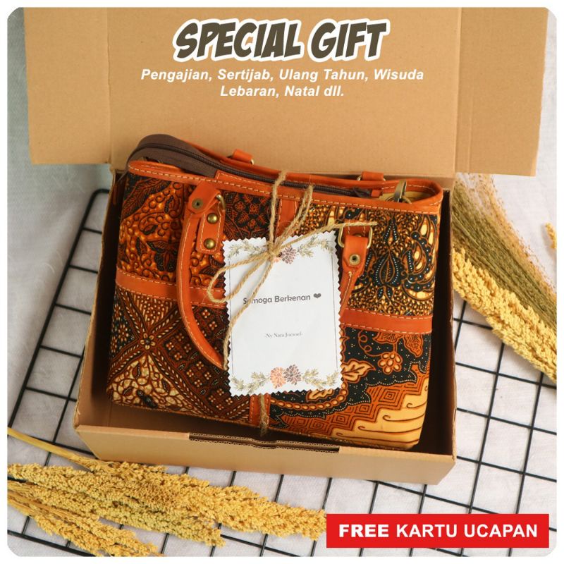 Hampers Handbag Webe Kulit Batik Perca/ Gift Graduation / Kado Ulang Tahun/ Hadiah Guru/ Birthday/ Wisuda/ Anniversary/ Sertijab