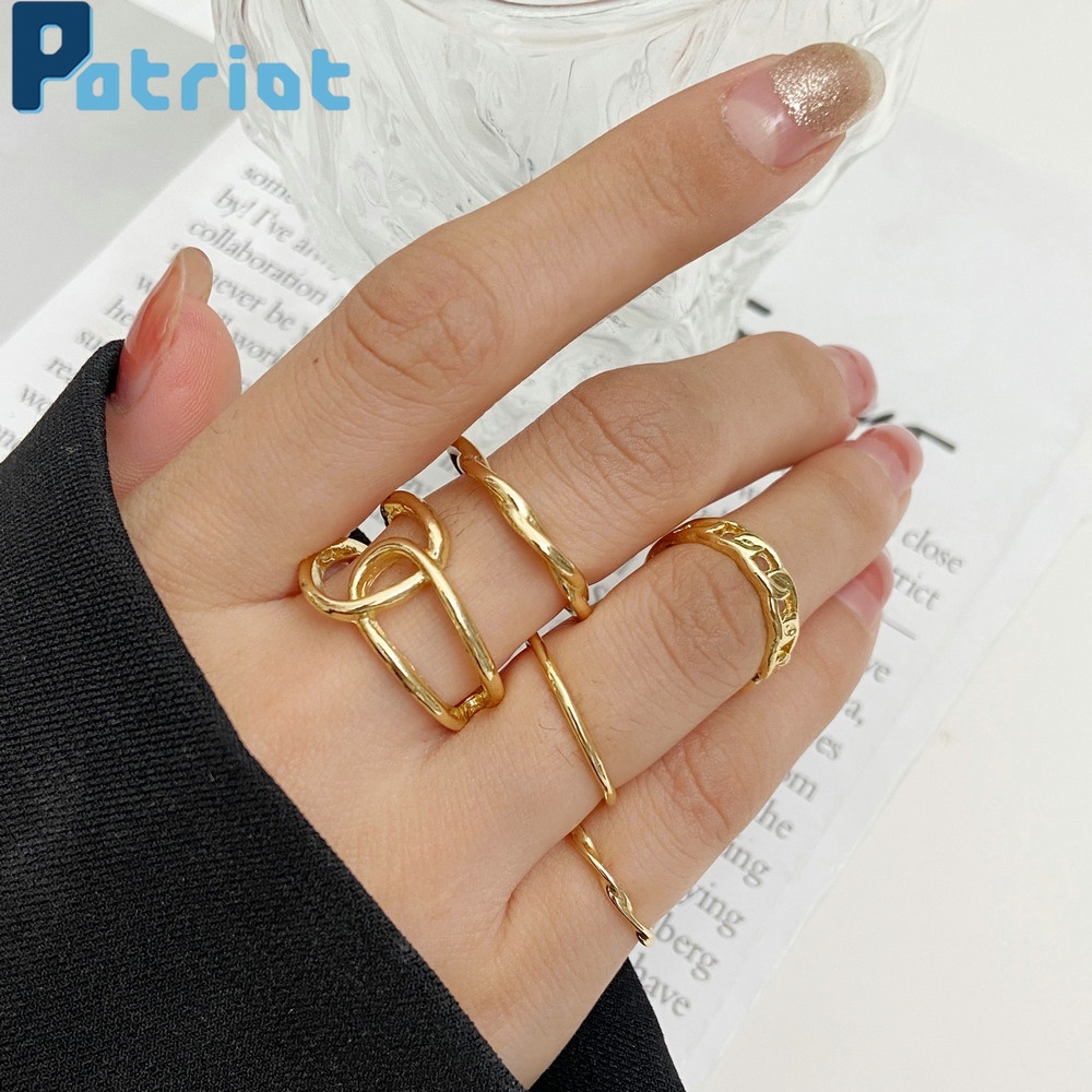 [ 5Pcs/Set Fashion Simple Golden Twist  Adjustable Open Rings set  ][Lovely Gifts Jewelry]