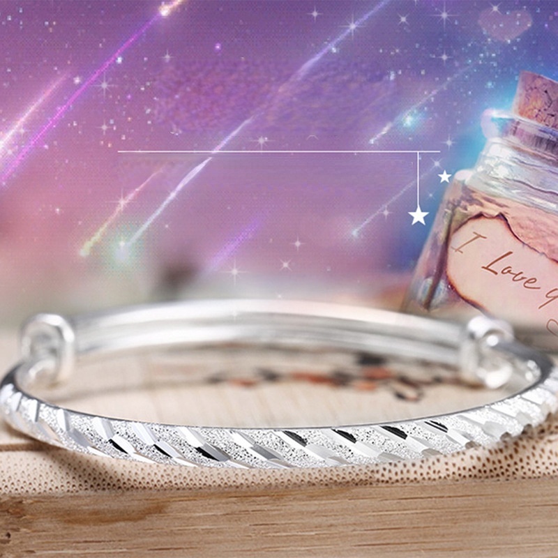 Gelang Bentuk Tabung Bulat Bahan Stainless Steel Warna Silver Untuk Wanita