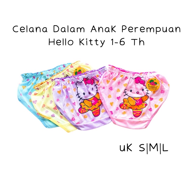 1 LUSIN CD CELANA DALAM ANAK PEREMPUAN MURAH / CD ANAK LUSINAN / CD ANAK HELLO KITTY S M L / ISABEL