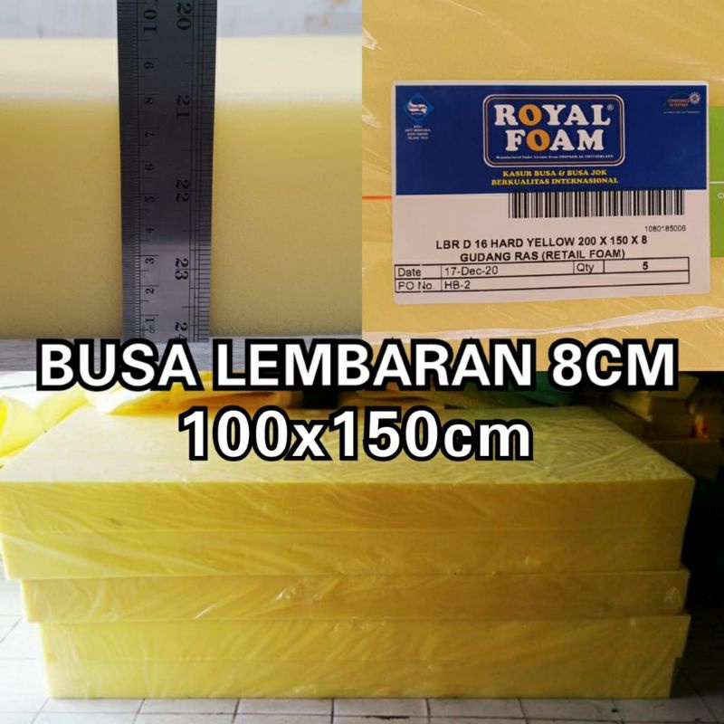 Busa Royal Foam lembaran Tebal 8cm 150x200cm Busa Surpet/Kasur Yellow/Kuning Busa 80mm
