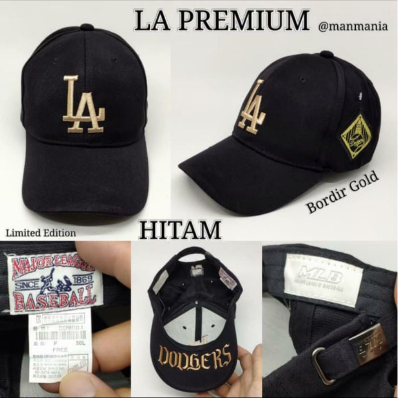 Topi Snapback cowok baseball LA import - Hitam