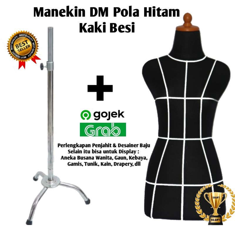Manekin DM Pola Hitam Kaki Besi | Manekin wanita | Manekin Pola Wanita | Manekin Lapis Busa | Perlen