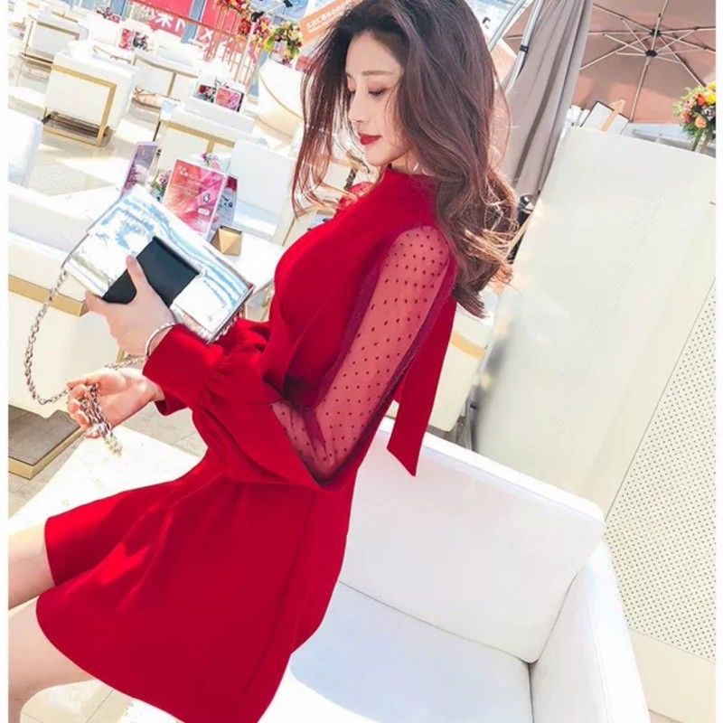 MDLV ~ CNY0522 RedCherry Dress Imlek Women Red Dress Chinese new year Dress Sincia Christmas Dress Premium Dress Import Fashion Import