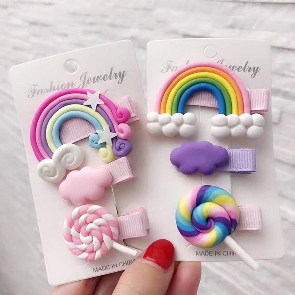 jepit rambut anak-anak pelangi rainbow set children hairclip jje085(2d5)