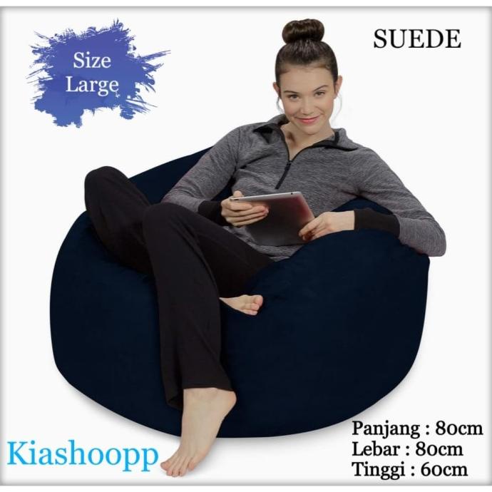 

SOFA BEAN BAG SIZE L + ISI STYROFOAM - SUEDE BIRU NAVY XCD645DF