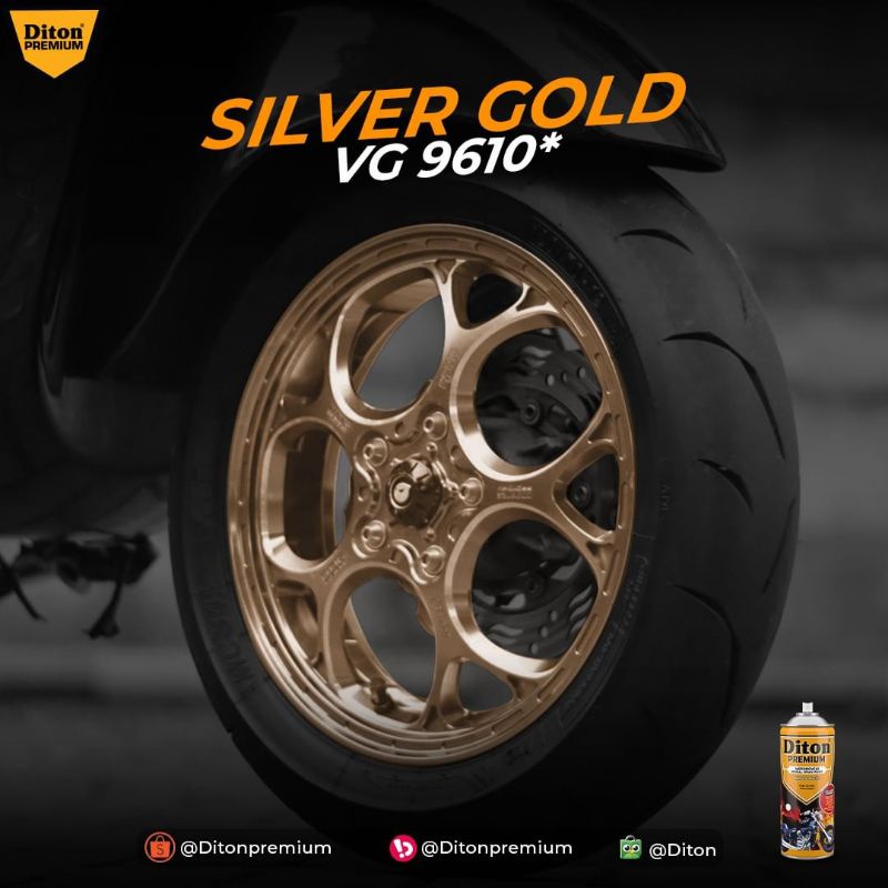 Pilok Silver Gold VG 9610* Paket Glossy Diton Premium 3Klg Cat Semprot Sepeda Motor Mobil Velg Helm Rangka