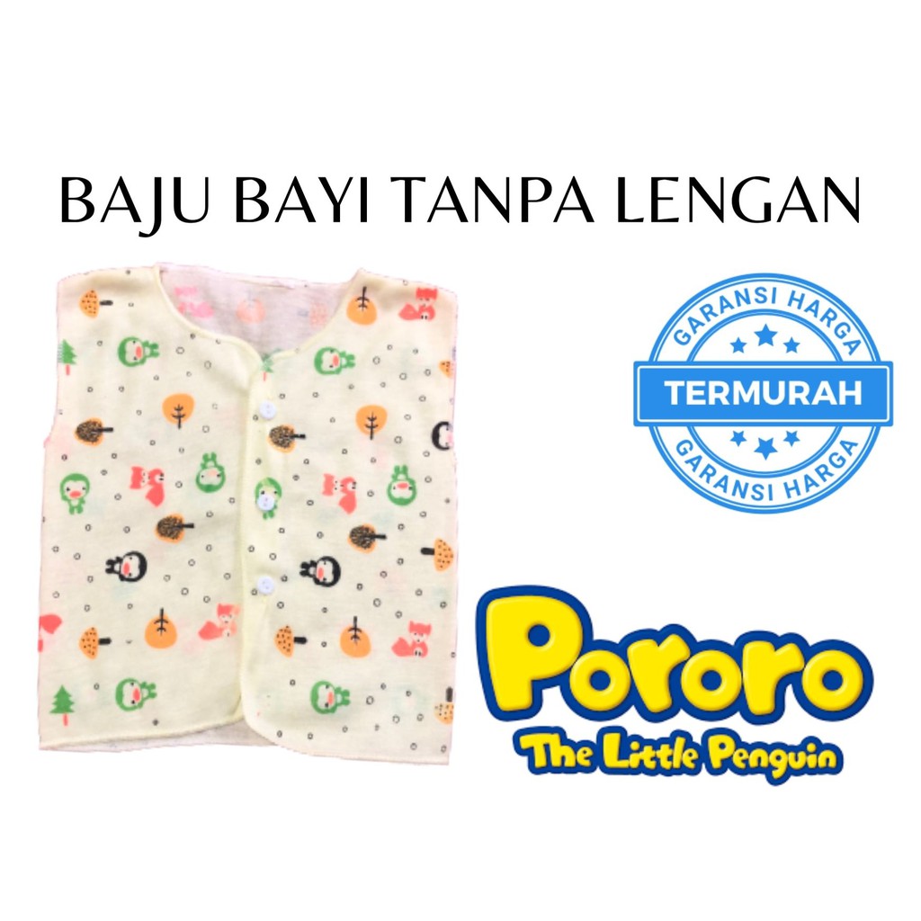 baju bayi tanpa lengan (kutung) motif pororo produk baru