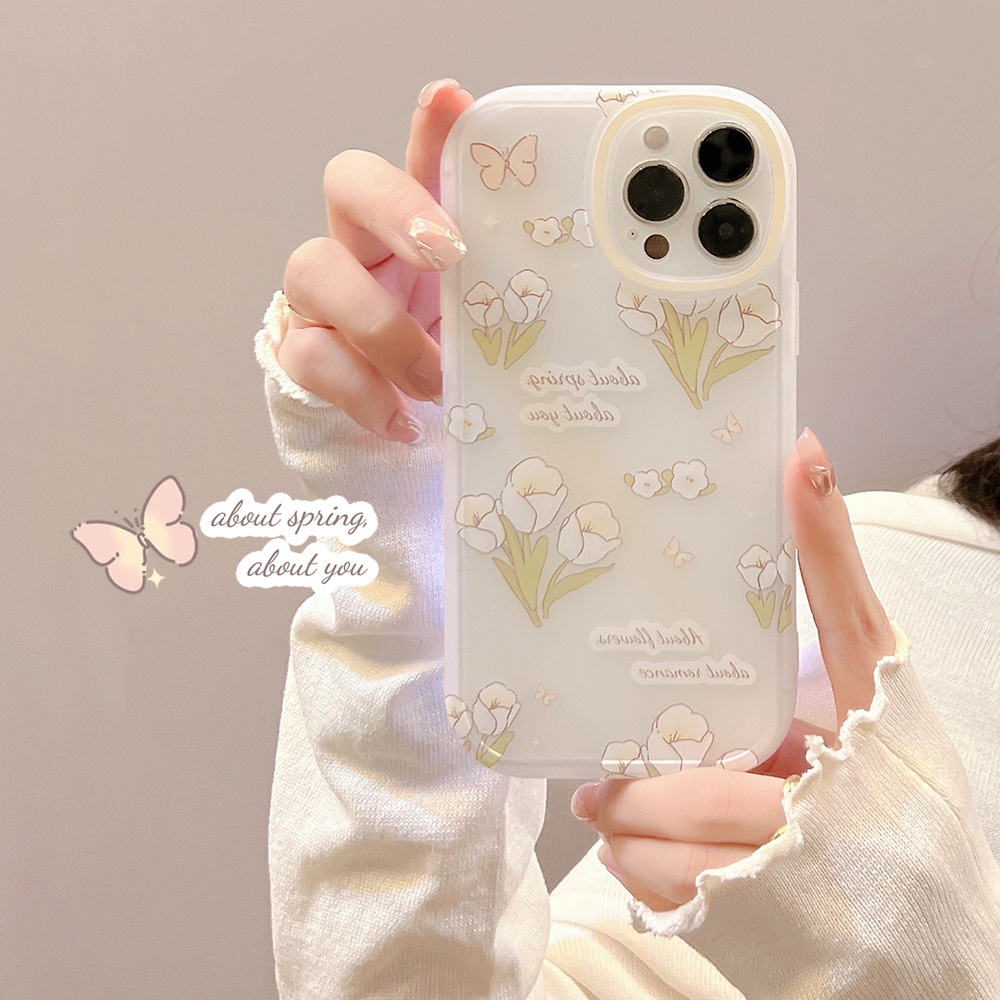 Soft Case TPU Motif Bunga Tulip Untuk iPhone 11 7Plus 8Plus Xr XS Max 13 12 Pro Max 11 13pro Max