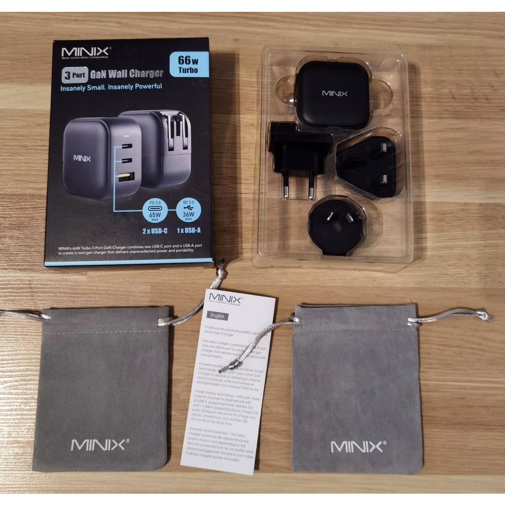 AKN88 - MINIX NEO P1 - Turbo 3 Port GaN Wall Charger 66W - PD 3.0 and QC 3.0