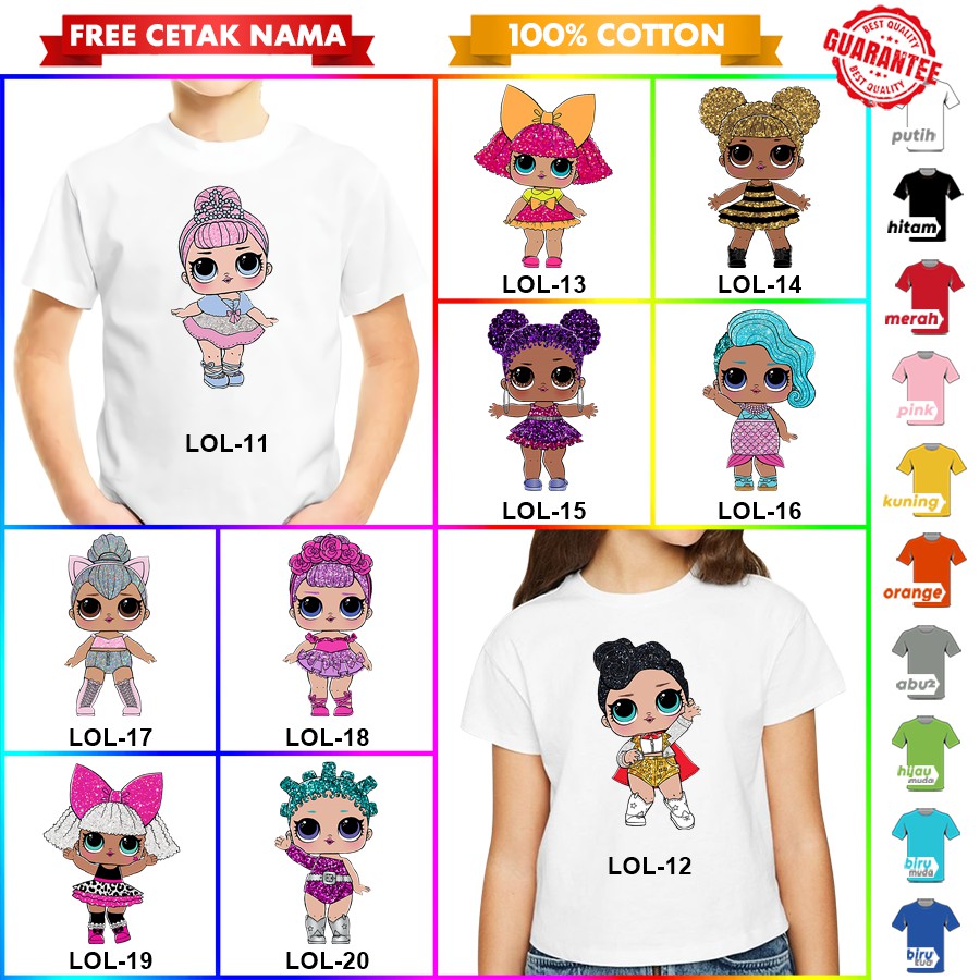 [FREE NAMA!!] Baju Kaos COUPLE  ANAK boneka LOL SURPRISE  BANYAK MOTIF