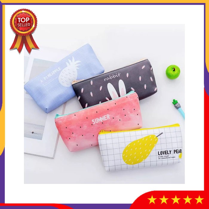 

ZVA7 Tempat Pensil Pencil Case Kelinci dan Buah Pouch Alat Tulis Peralatan Sekolah