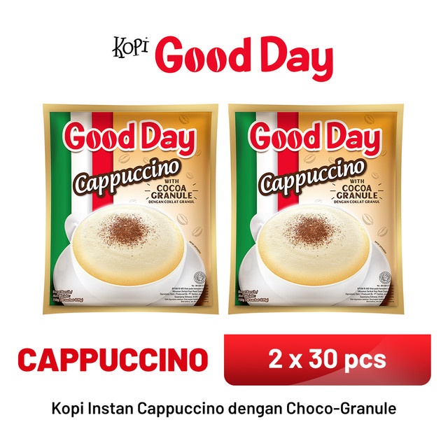 

Good Day Cappuccino 2 Bag ( Isi 30 Pcs x 25 Gram )