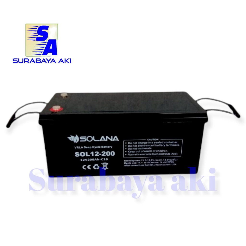 Aki baterai solana vrla deep cycle 12v 12 v 200ah 200 ah c10 c 10