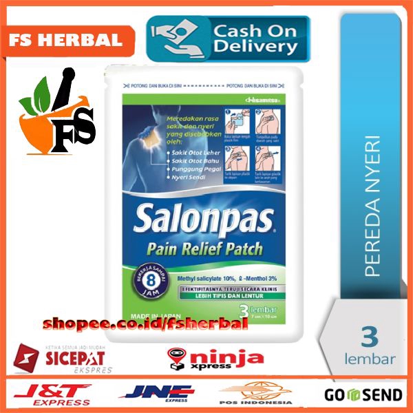 Original Salonpas Pain Relief Patch Pereda Nyeri Otot, Nyeri Sendi dan Keseleo - 3 lembar Termurah