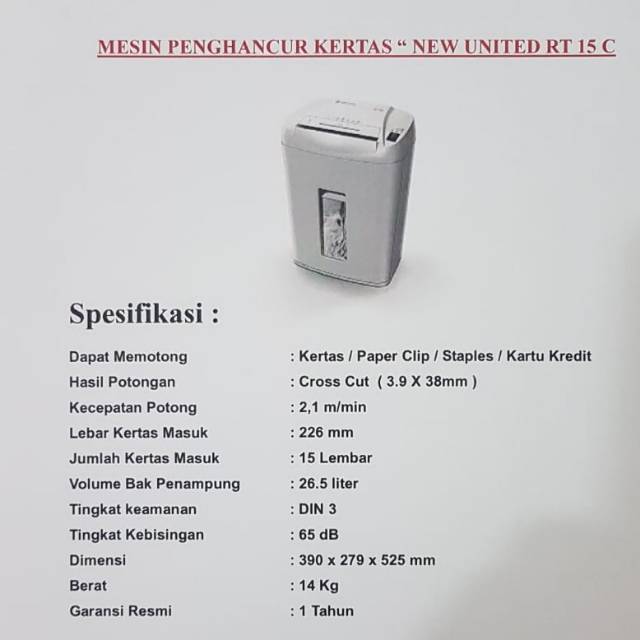 

Mesin penghancur new united rt15c