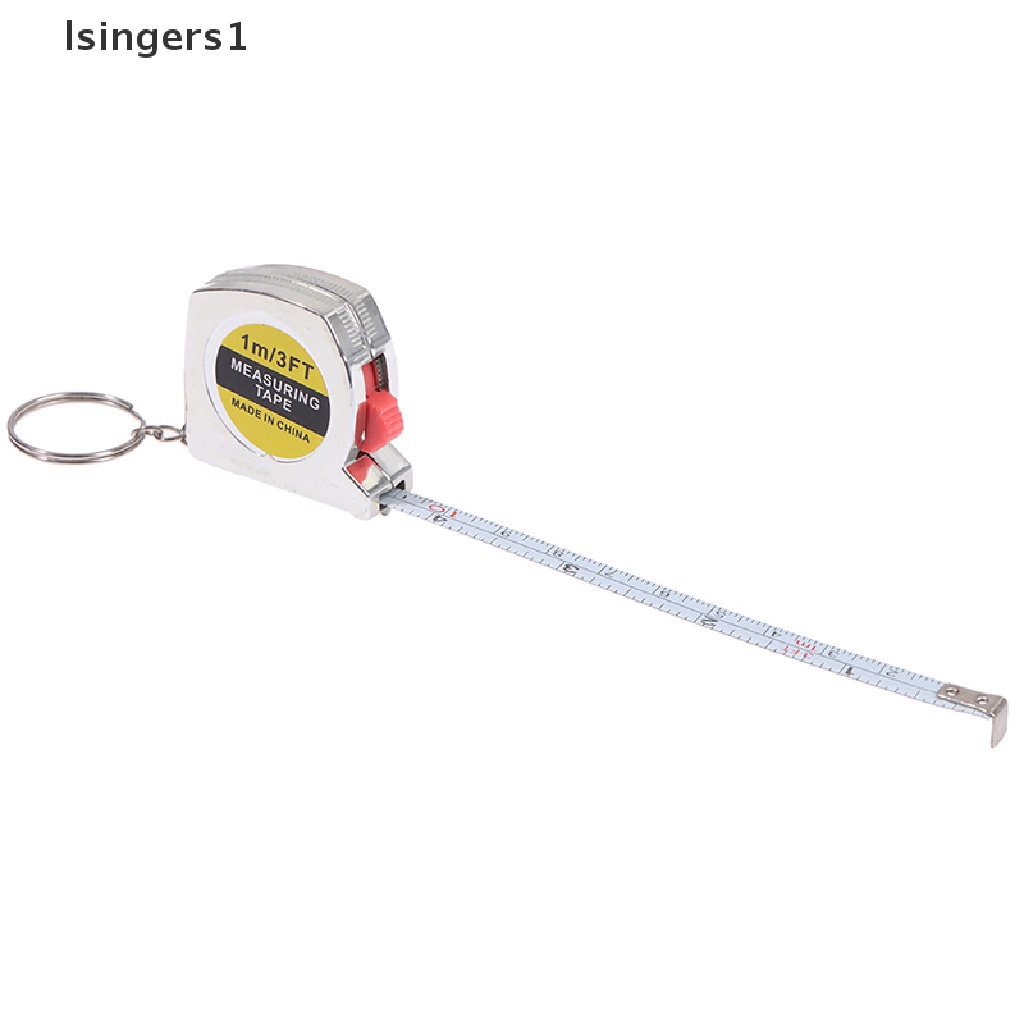 (lsingers1) Gantungan Kunci Meteran Saku Retractable Bahan Stainless Steel Panjang 1M / 3ft