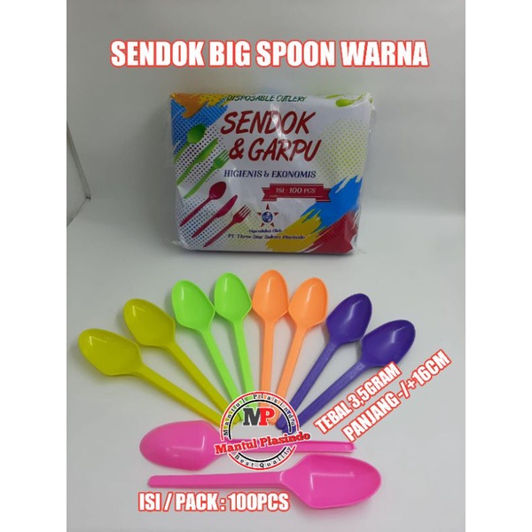 ISI 100PCS SENDOK MAKAN BIG SPOON WARNA - WARNI