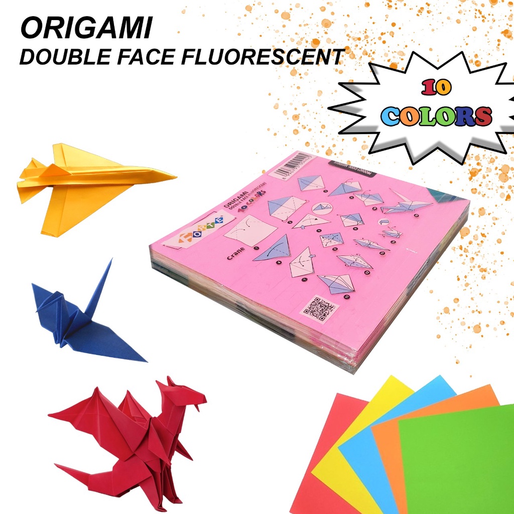 Kertas Lipat Origami Warna DuaSisi Double Face Fluorescent Paper Craft