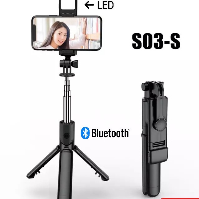 # HJ # Tongsis S03-S LED tripod 3 in 1 Selfie Stick bluetooth Remote Control