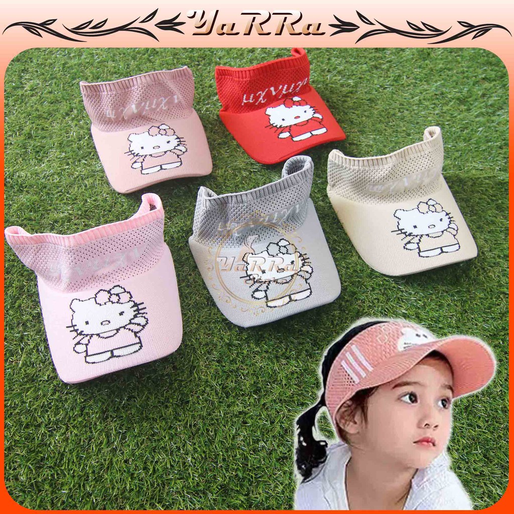 TOPI ANAK PEREMPUAN MOTIF HELLO KITTY VISOR RAJUT SENAM ZUMBA CAP KIDS LAKI LAKI IMPORT KOREA ZG