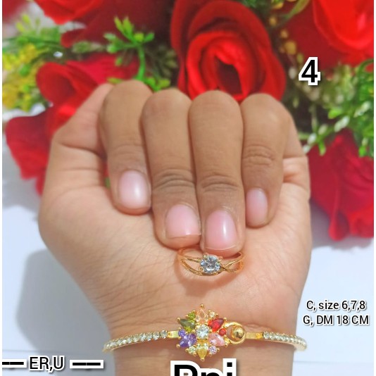 Gelang Bangkok Buka Samping Permata Mewah Free Cincin Xuping (COD)