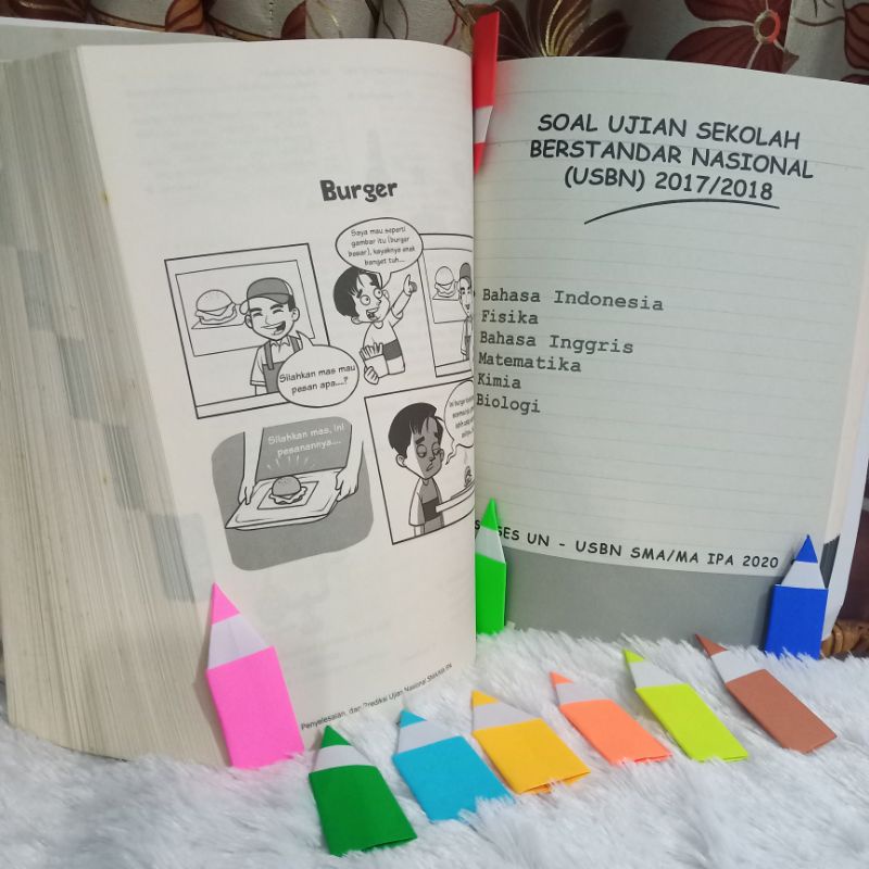 

Pembatas buku/bookmark DIY kertas origami isi 10 warna -Model Pensil mungil