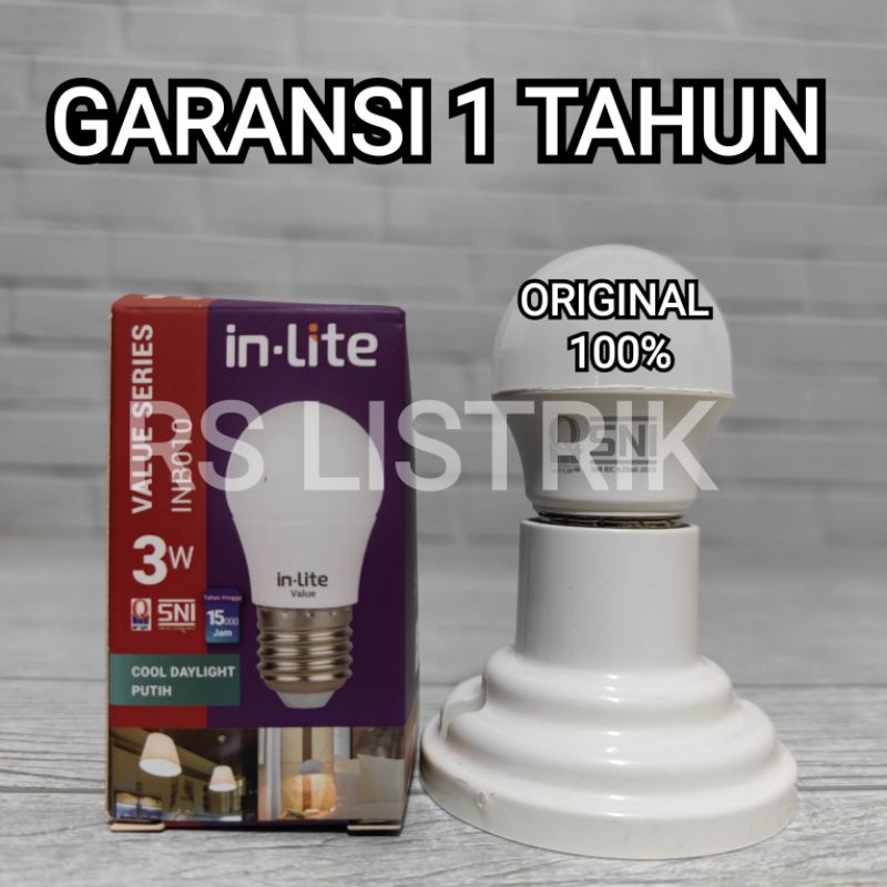 IN-LITE LAMPU LED BULB VALUE 3W 3 WATT INB010 CAHAYA PUTIH 6500K COOL DAYLIGHT