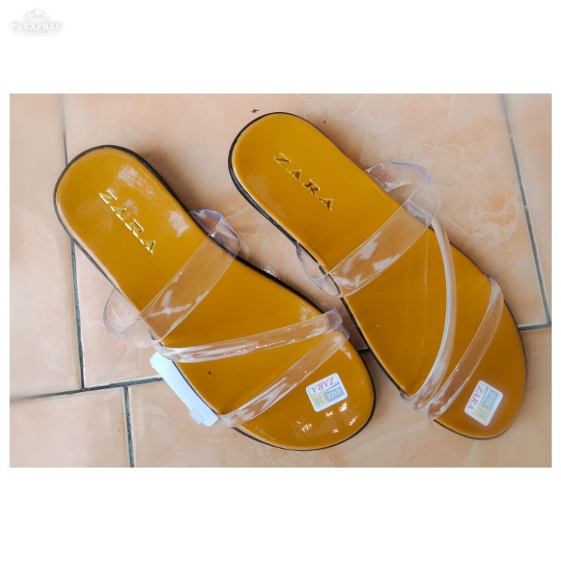 PROMO 6.6 SALE !! Sandal kaca/sandal teplek/sandal wanita-kunyit