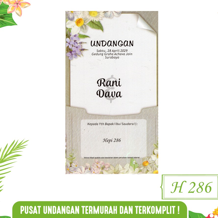 Blangko Undangan Pernikahan Murah Hepi 286