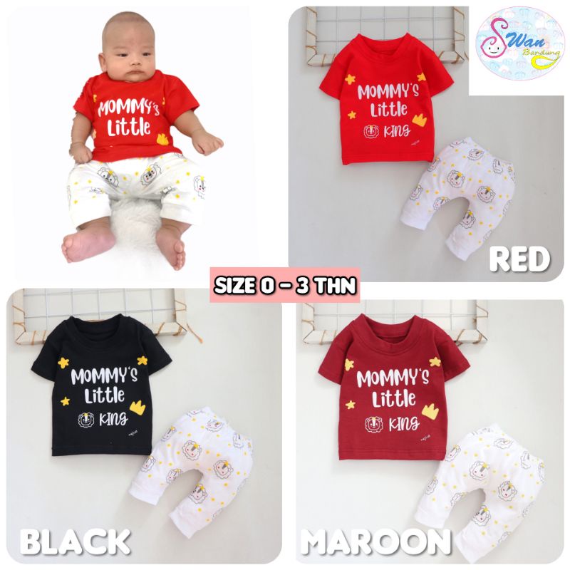 Setelan Baju Anak Bayi Laki-laki Usia 0 s.d 3 Tahun motif Mommy's Little King