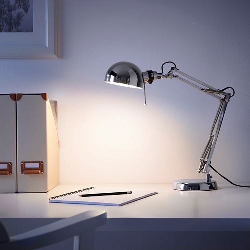 Lampu meja ikea FORSA Lampu kerja belajar tidur dilapisi nikel