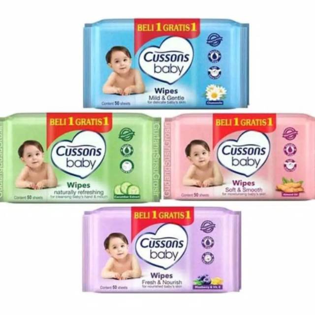 Tisu basah Cussons baby (Beli 1 gratis 1) 50+50 SHEETS tissue bogo wipes (no.66)