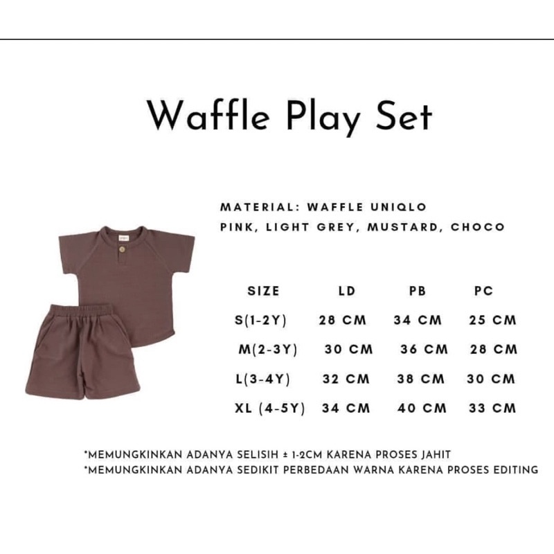 WAFFLE SET BY SABEEKIDS SETELAN BAJU ANAK PENDEK CELANA PENDEK PAKAIAN ANAK PLAY SET 1 - 5 TAHUN