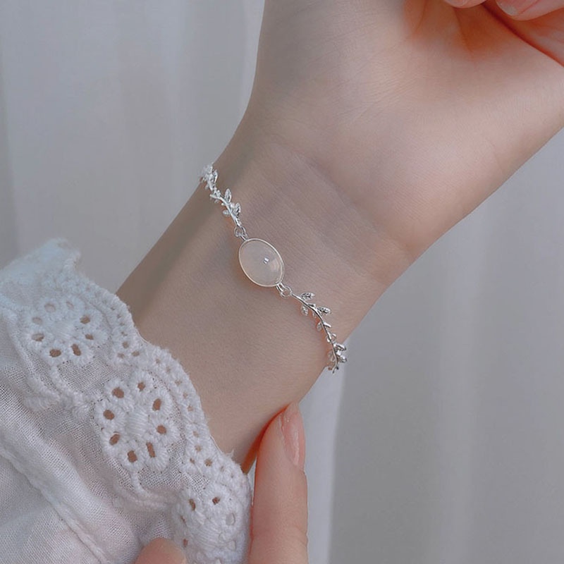 Gelang Rantai Giok Hetian Alami Bahan S925 Silver Untuk Wanita