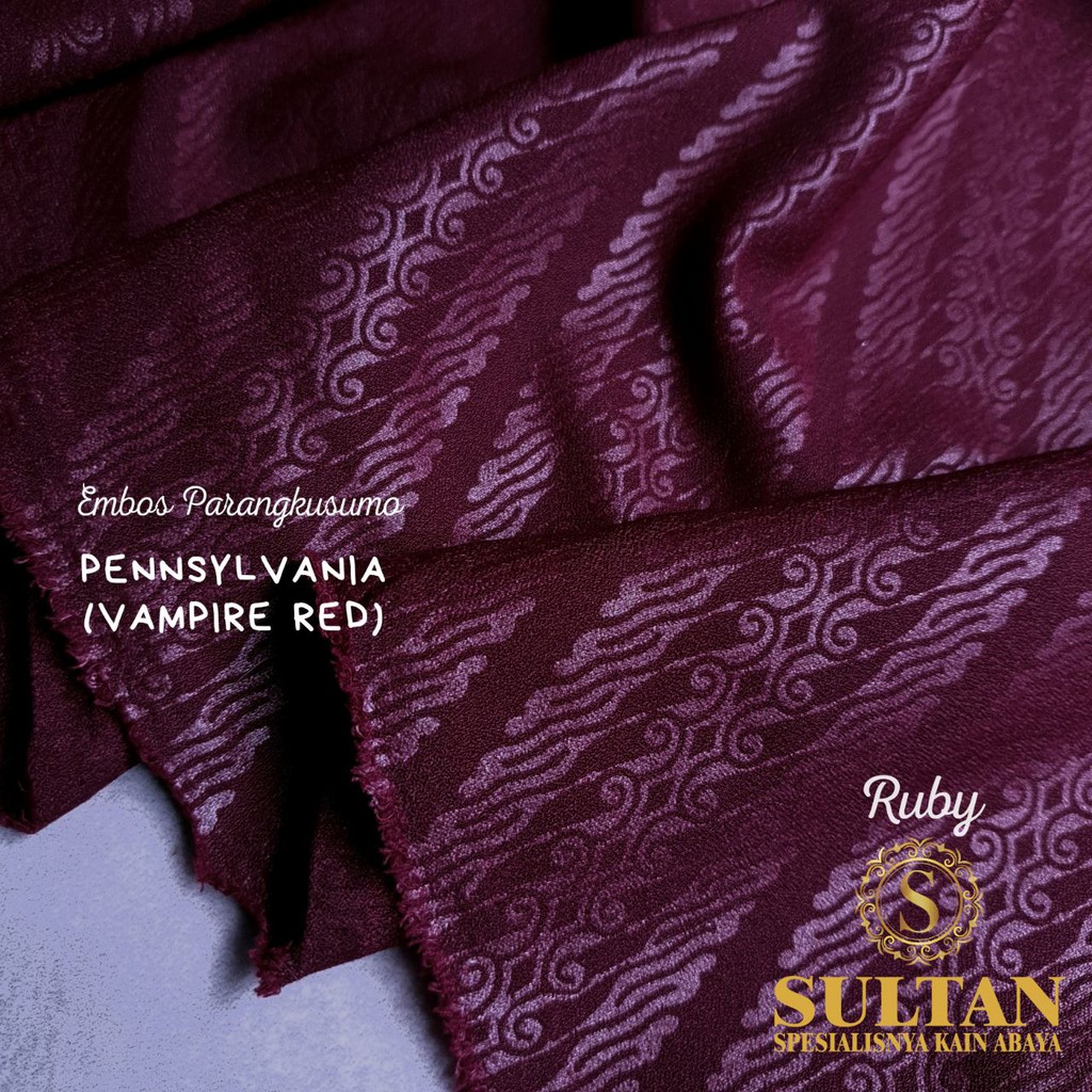 50CM EMBOS PARANGKUSUMO RUBY PENNSYLVANIA WOLLYCREPE KAIN SULTAN