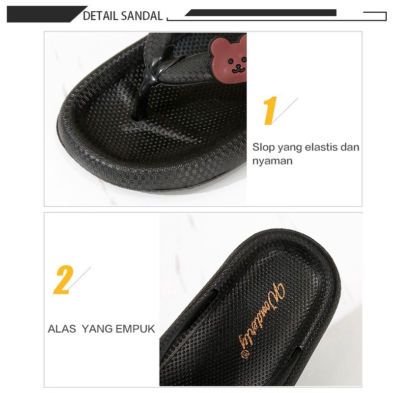 M2288 TG Sandal Jepit Bear Flat Anak Perempuan Wonderly Sendal Jepit Cewek Bear