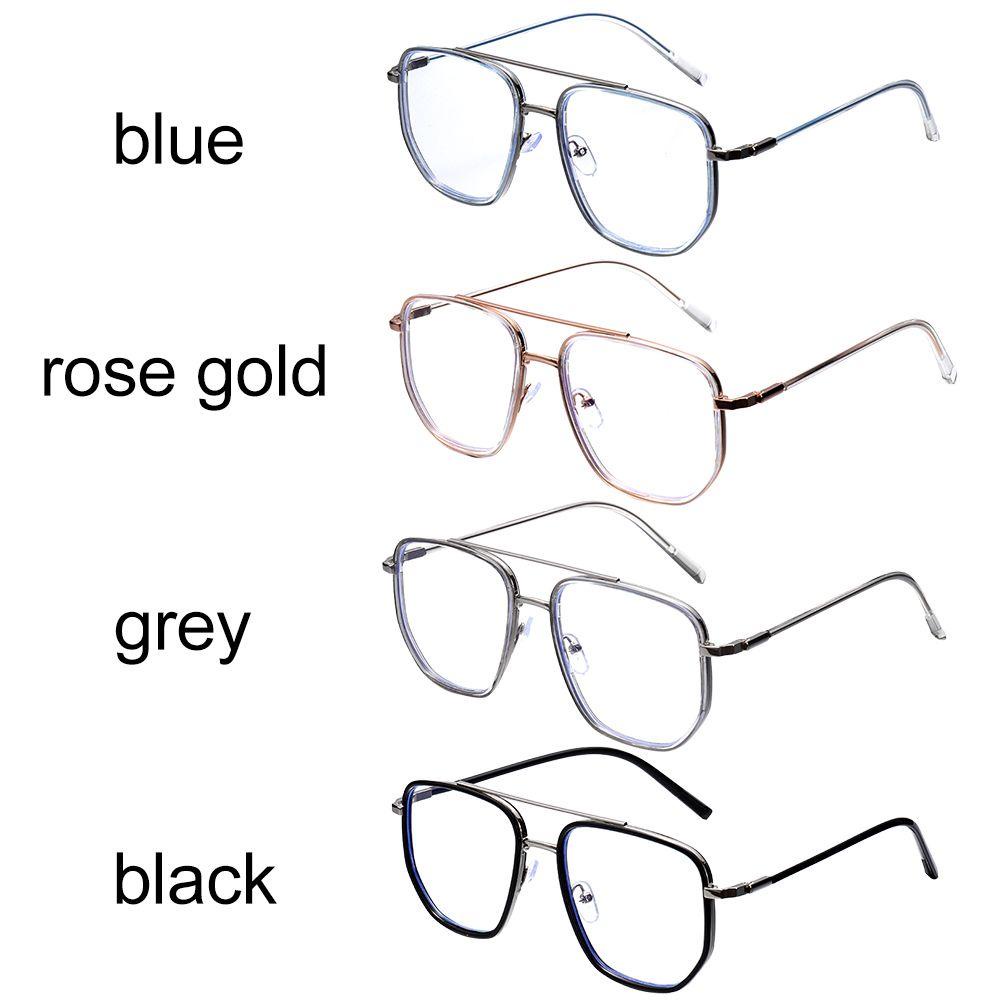 Kacamata Populer Kacamata Kelas Komputer Unisex Double frame Polygon Retro Kacamata Baca