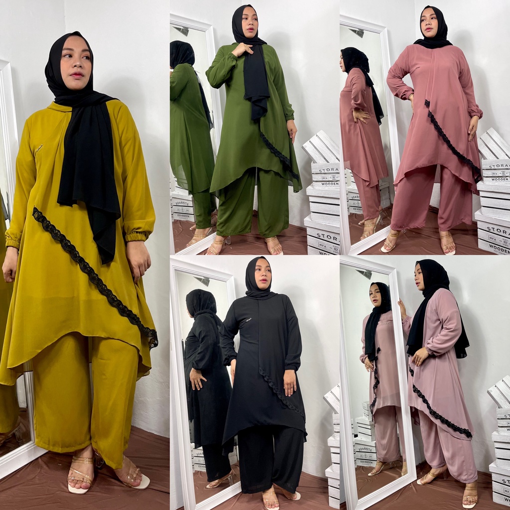 GAMIS DEWASA LADY ZARA FASHION DRESS MUSLIM HOMEDRESS JUMBO SYAR'I MODERN RENDA REMPEL - MARWAH