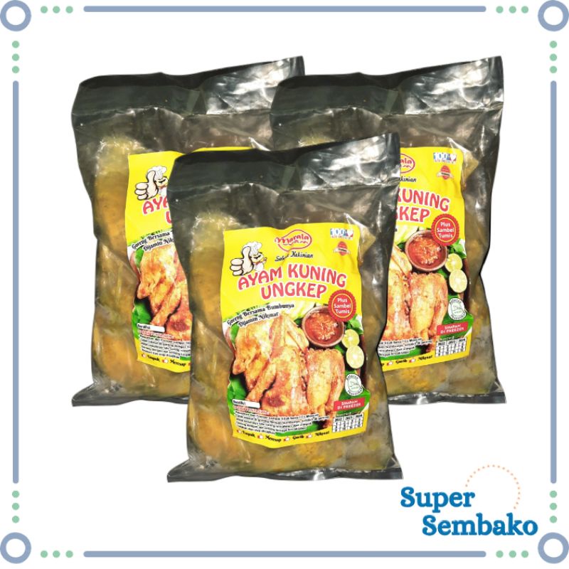 

FROZEN FOOD MAKANAN BEKU AYAM KUNING UNGKEP 1 EKOR UTUH 950gr ISI 12 POTONG + SAMBEL TUMIS INSTAN