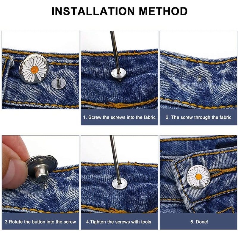 Roselife 1PC Kancing Snap Metal Tanpa Jahitan Reusable Untuk Celana Jeans