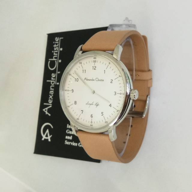 Jam Alexandre Chtistie AC 8470 MH light brown silver. Jam tangan pria