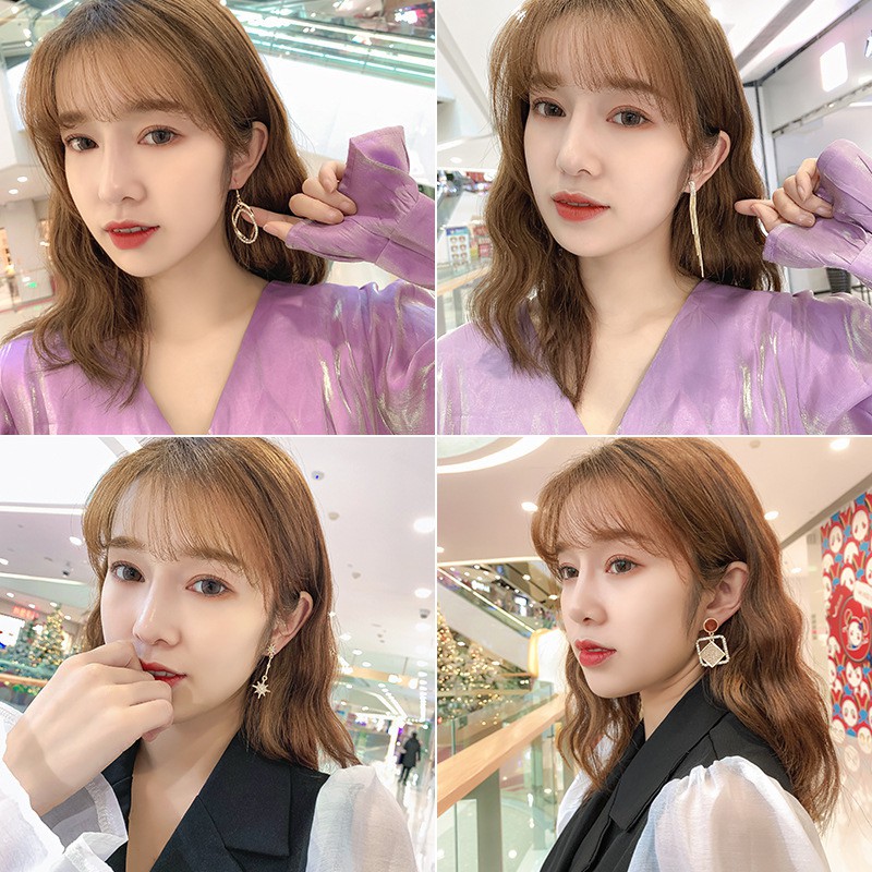 Anting Perempuan Korea Cahaya Dingin Anting Angin Tipis Panjang Bergegas Earrings Anting Trend Liar