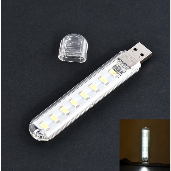 1pc Lampu Tidur 8 LED Mini Bentuk U Disk Dengan Port USB